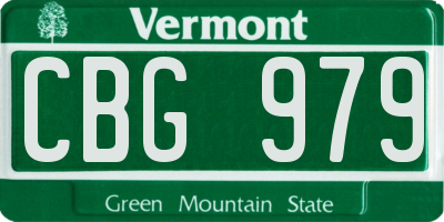 VT license plate CBG979
