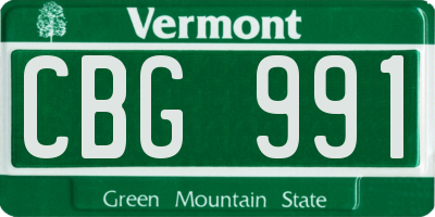 VT license plate CBG991