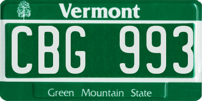VT license plate CBG993