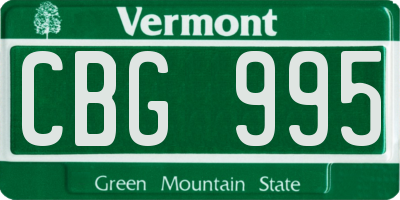 VT license plate CBG995