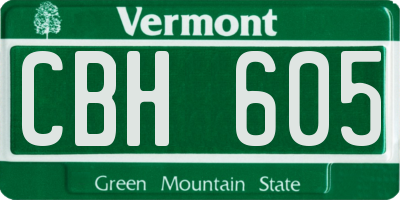 VT license plate CBH605