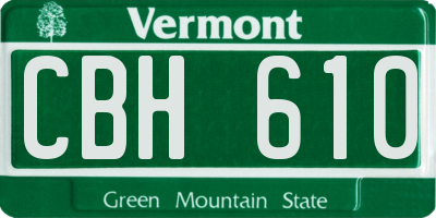 VT license plate CBH610