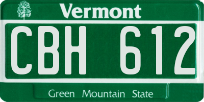 VT license plate CBH612