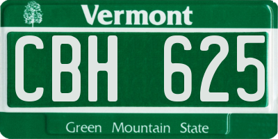 VT license plate CBH625