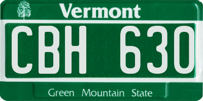 VT license plate CBH630