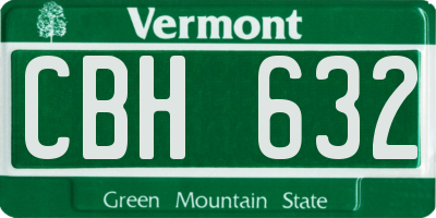 VT license plate CBH632