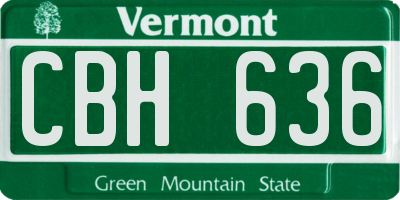 VT license plate CBH636