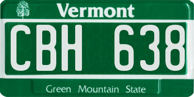 VT license plate CBH638