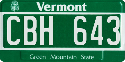 VT license plate CBH643
