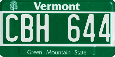 VT license plate CBH644