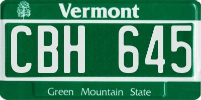 VT license plate CBH645