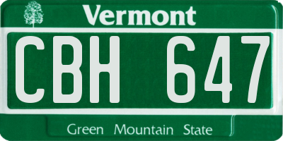 VT license plate CBH647