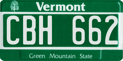 VT license plate CBH662