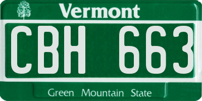 VT license plate CBH663