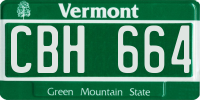 VT license plate CBH664