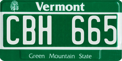 VT license plate CBH665