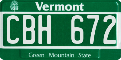 VT license plate CBH672