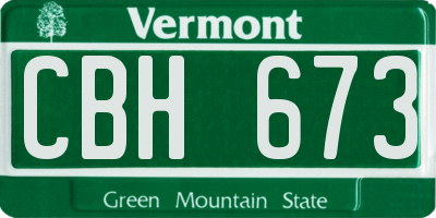 VT license plate CBH673