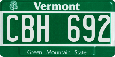 VT license plate CBH692