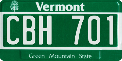 VT license plate CBH701