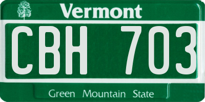 VT license plate CBH703
