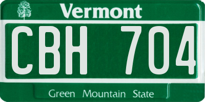VT license plate CBH704