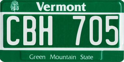 VT license plate CBH705