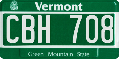 VT license plate CBH708