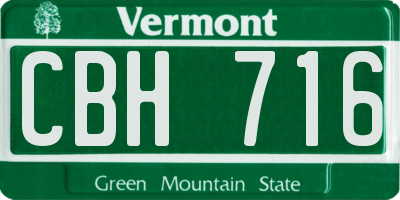 VT license plate CBH716