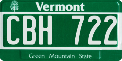 VT license plate CBH722