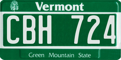 VT license plate CBH724