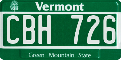 VT license plate CBH726