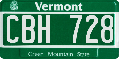 VT license plate CBH728