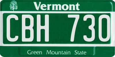 VT license plate CBH730
