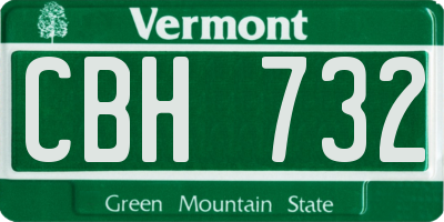 VT license plate CBH732
