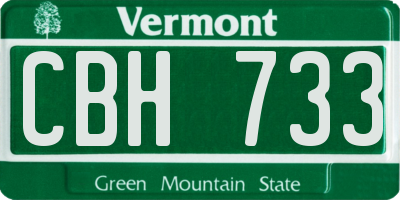 VT license plate CBH733