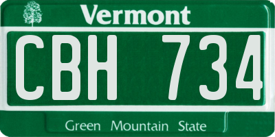VT license plate CBH734