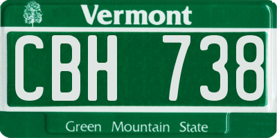 VT license plate CBH738