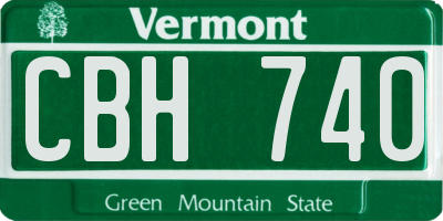 VT license plate CBH740