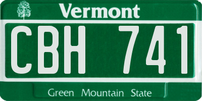 VT license plate CBH741