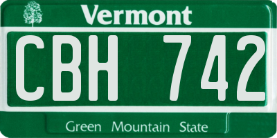 VT license plate CBH742