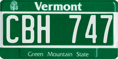 VT license plate CBH747