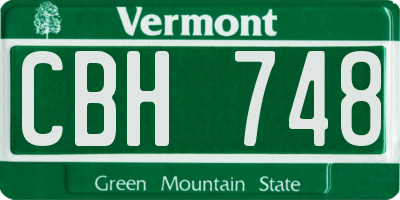 VT license plate CBH748