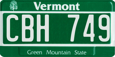 VT license plate CBH749