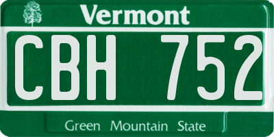 VT license plate CBH752