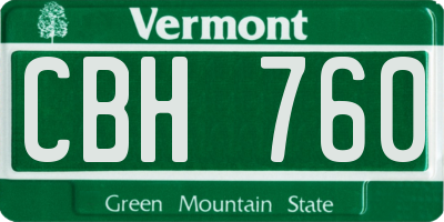 VT license plate CBH760