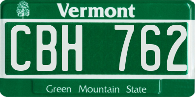 VT license plate CBH762