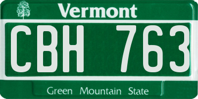 VT license plate CBH763