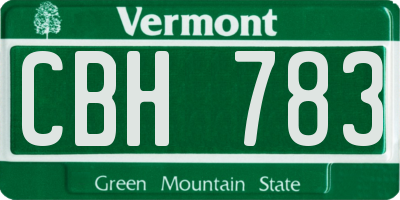 VT license plate CBH783
