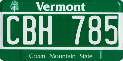 VT license plate CBH785
